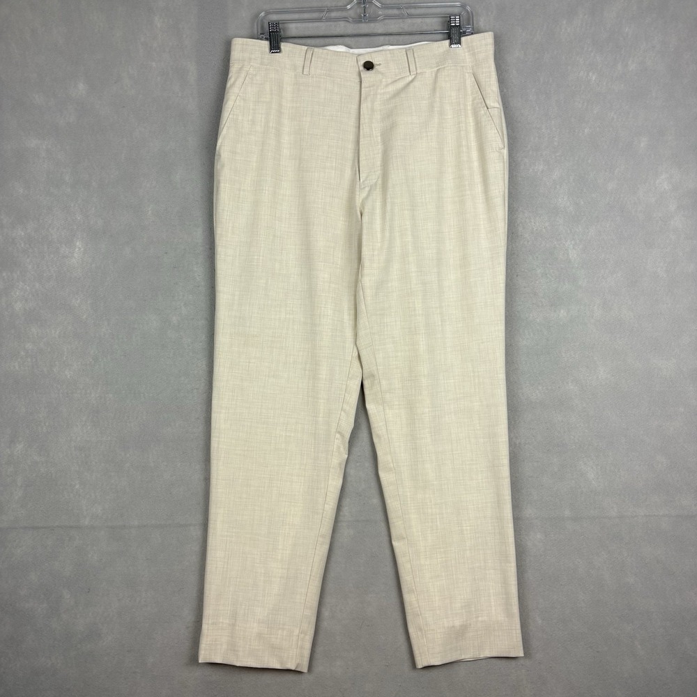 State & Liberty Athletic Fit Stretch Suit Pants Men 33x28 Heathered Bamboo Lined - Picture 2 of 12
